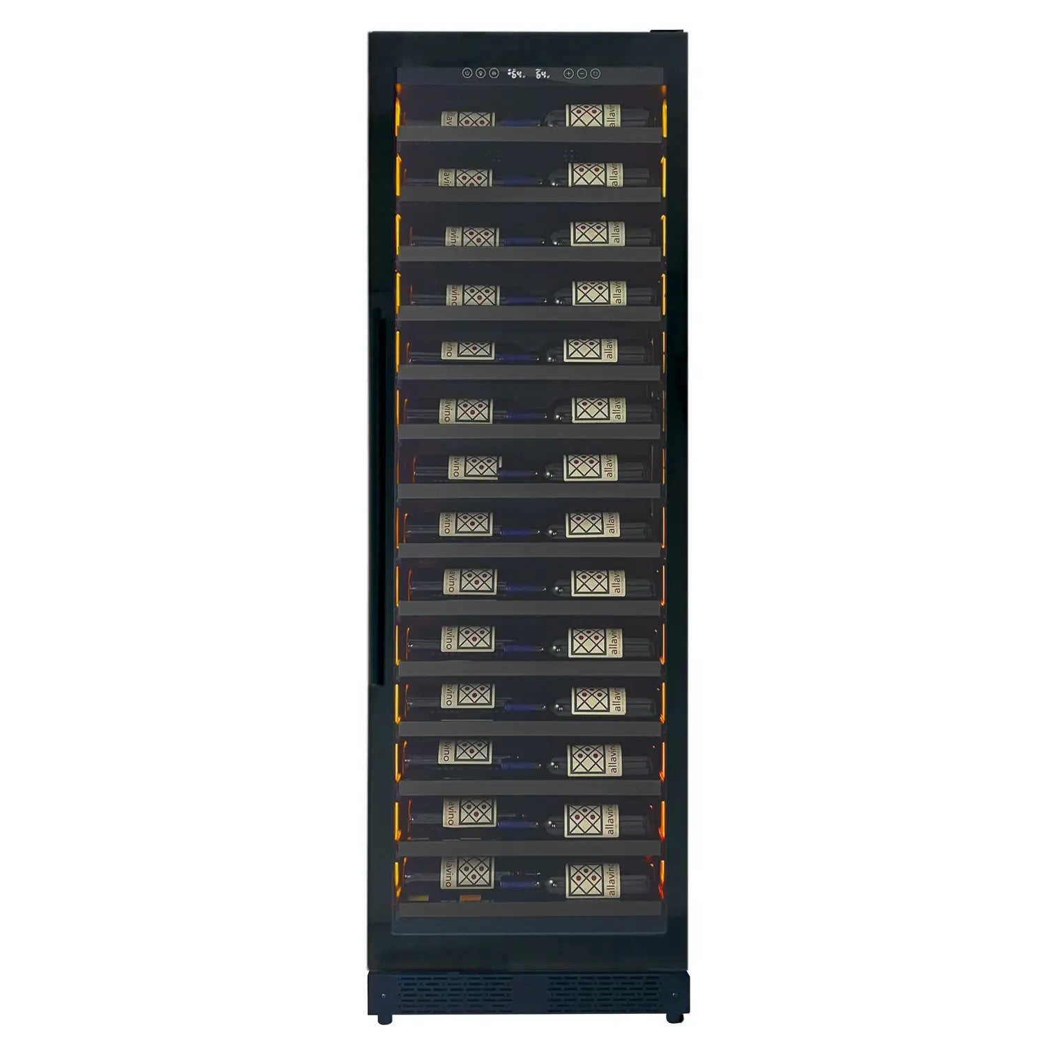 Allavino Reserva Series 67 Bottle Single Zone Shallow Built-in Wine Cooler Refrigerator with Black Glass Door - Right Hinge