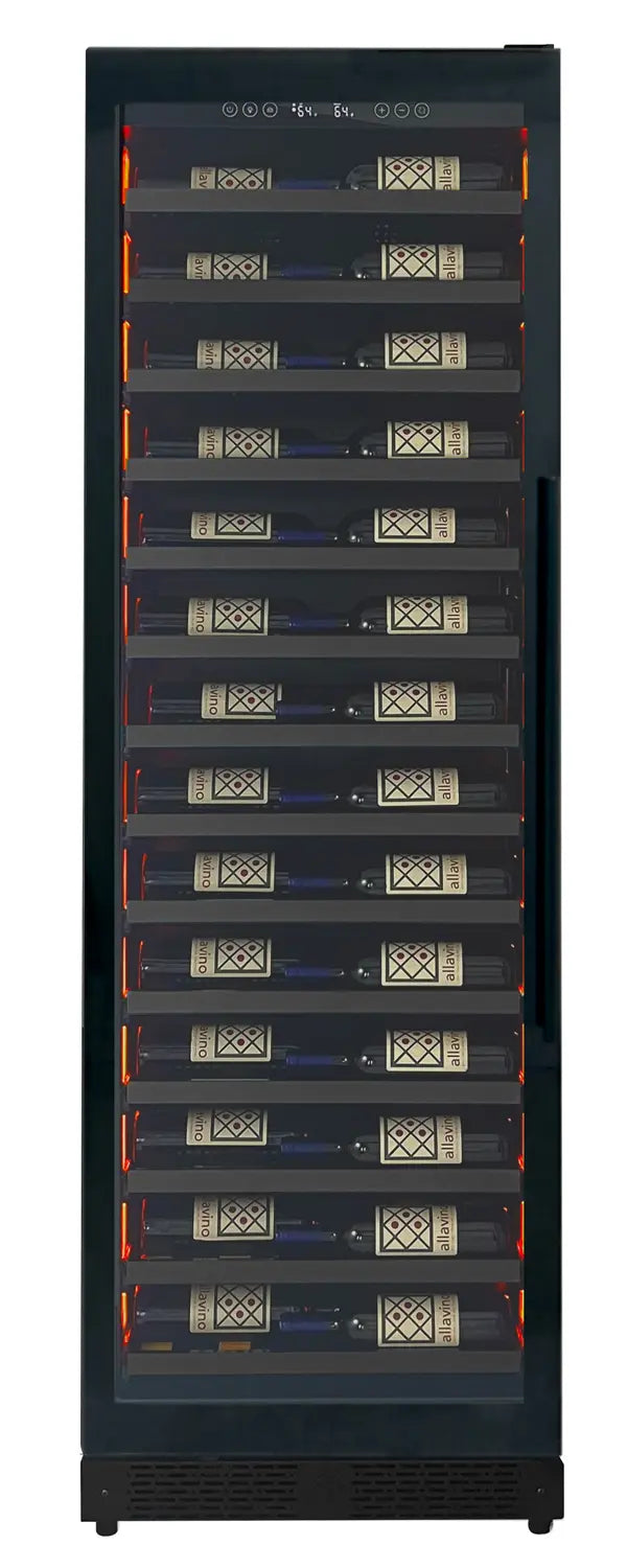 Allavino Reserva Series 67 Bottle 71" Tall Single Zone Left Hinge Black Shallow Wine Cooler Refrigerator Console