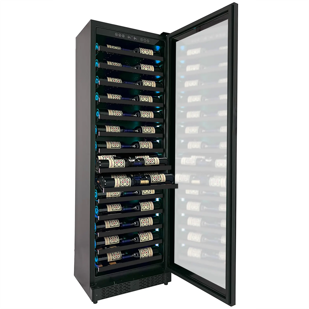 Allavino Reserva Series 67 Bottle Single Zone Shallow Built-in Wine Cooler Refrigerator with Black Glass Door - Right Hinge