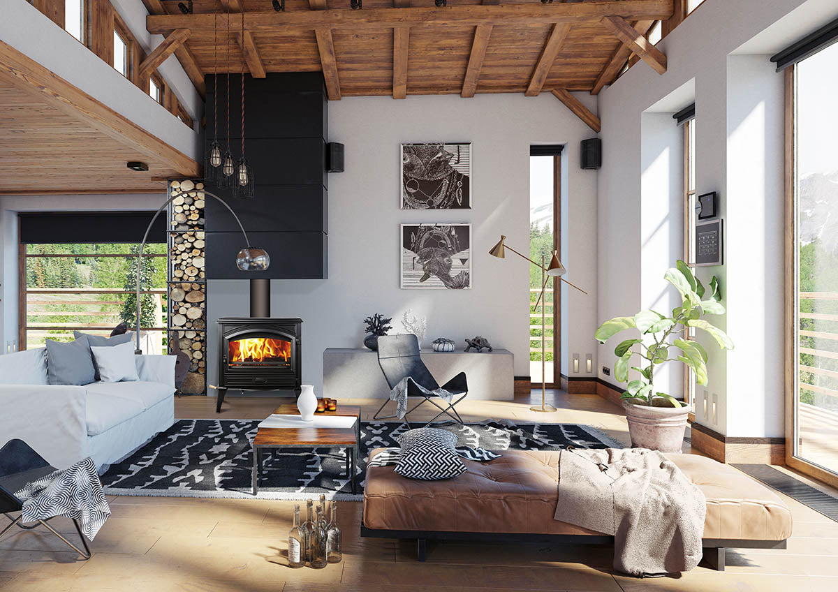 Wood Burning Stove, Cast Iron, Black Colour Finish