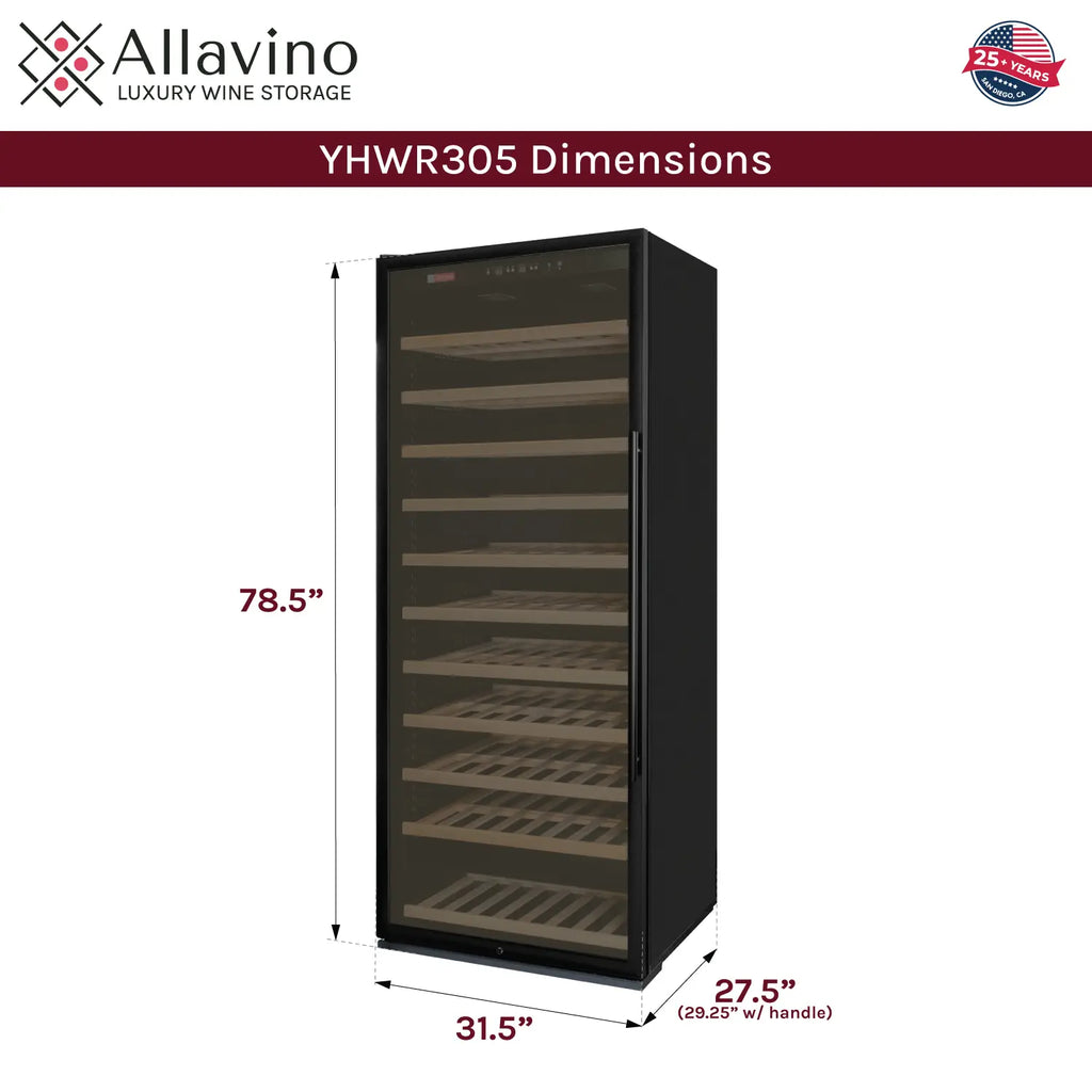 Allavino 32" Wide Vite II Tru-Vino 277 Bottle Single Zone Black Left Hinge Wine Refrigerator