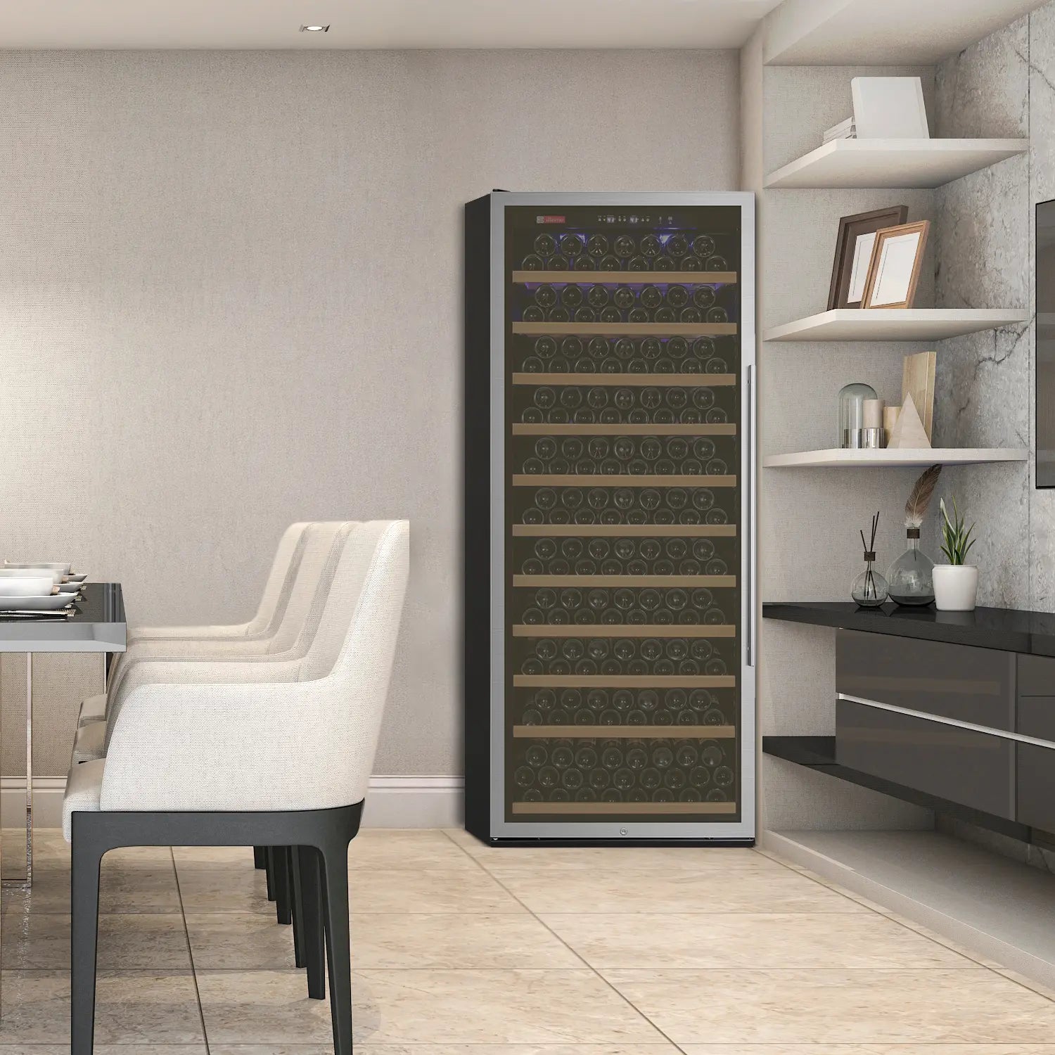 Allavino Vite Series 277 Bottle Single Zone Freestanding Large Capacity Wine Refrigerator with Stainless Steel Door - Right Hinge