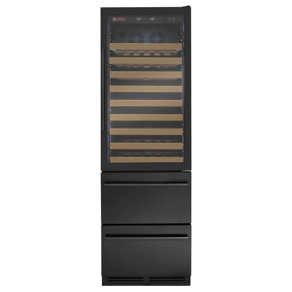 Allavino 108 Bottle Black Wine Refrigerator with Two Refrigerated Drawers