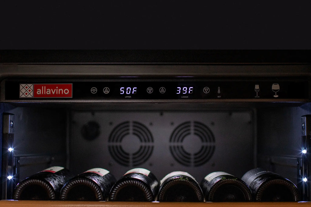 Allavino 108 Bottle Black Wine Refrigerator with Two Refrigerated Drawers