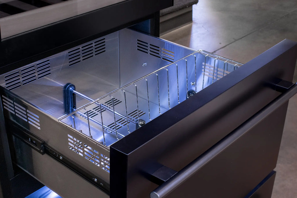 Allavino 108 Bottle Black Wine Refrigerator with Two Refrigerated Drawers