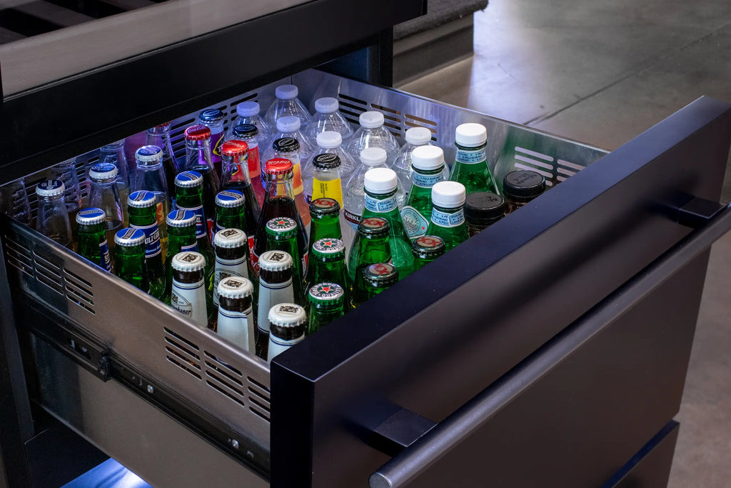 Allavino 108 Bottle Black Wine Refrigerator with Two Refrigerated Drawers