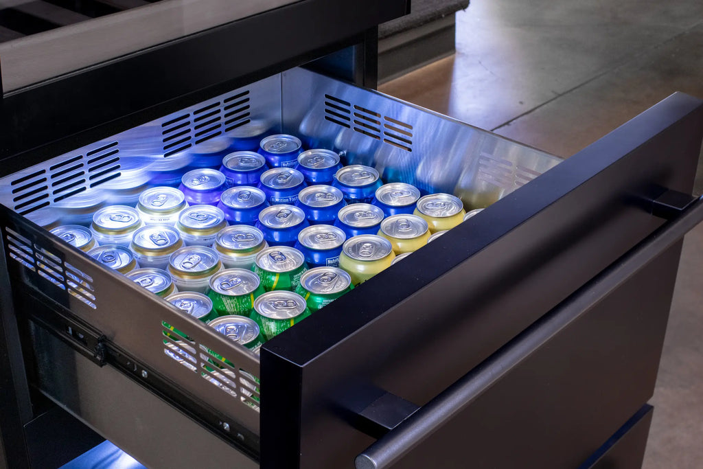 Allavino 108 Bottle Black Wine Refrigerator with Two Refrigerated Drawers