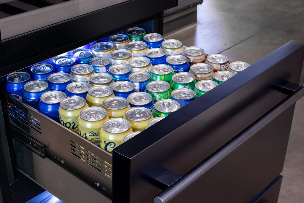 Allavino 108 Bottle Black Wine Refrigerator with Two Refrigerated Drawers