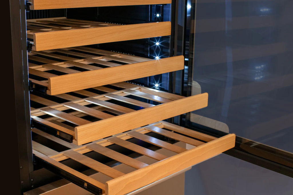 Allavino 108 Bottle Black Wine Refrigerator with Two Refrigerated Drawers