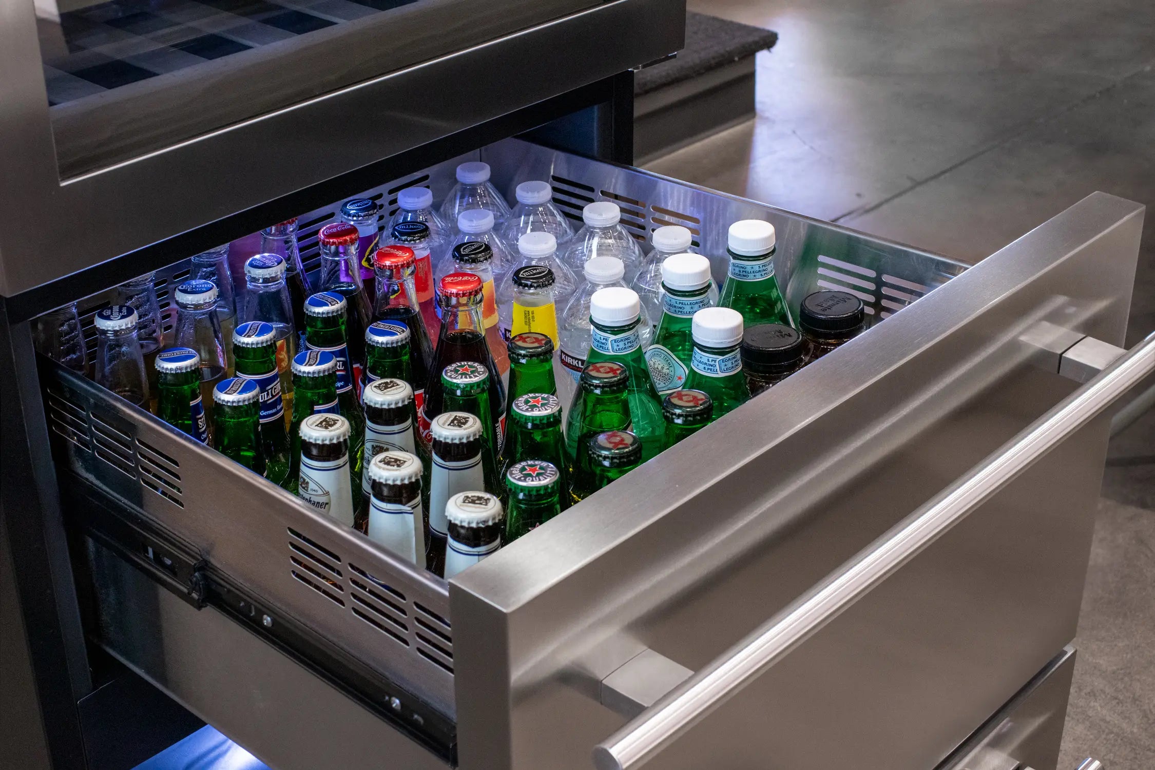 Allavino 108 Bottle Stainless Steel Wine Refrigerator with Two Refrigerated Drawers