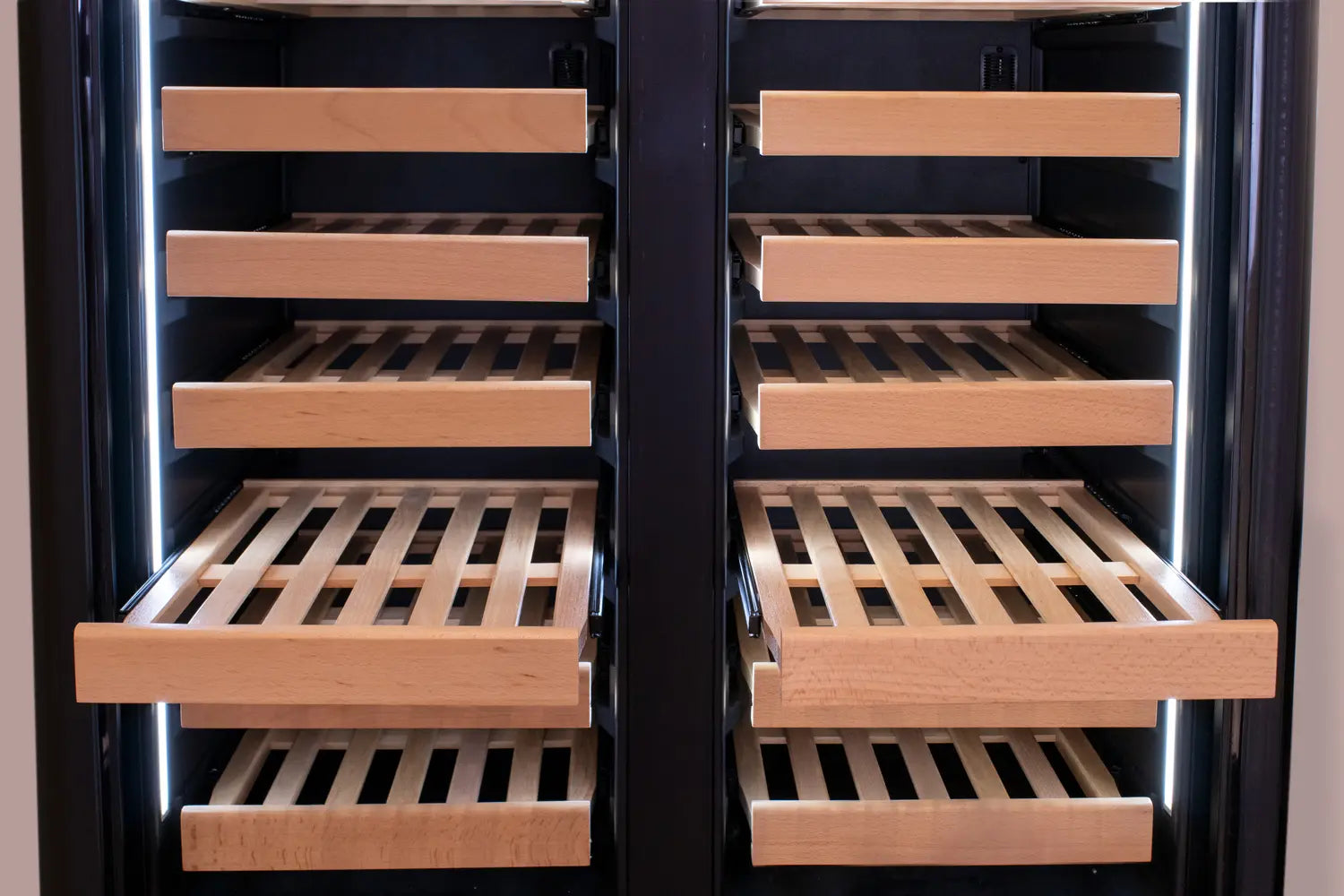 Allavino 100 Bottle Black French Doors Dual Zone Wine Refrigerator with Two Refrigerated Drawers