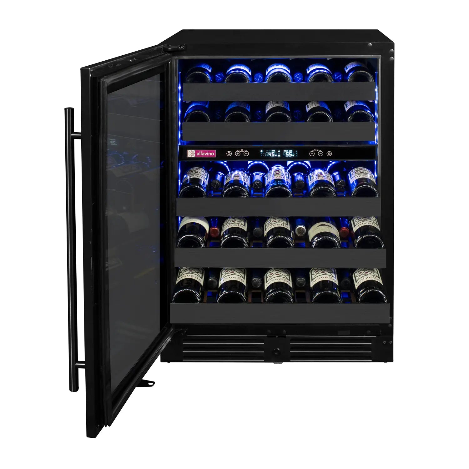 Allavino Reserva Series 50 Bottle Dual Zone Built-in Wine Cooler Refrigerator with Black Stainless Steel Door - Left Hinge