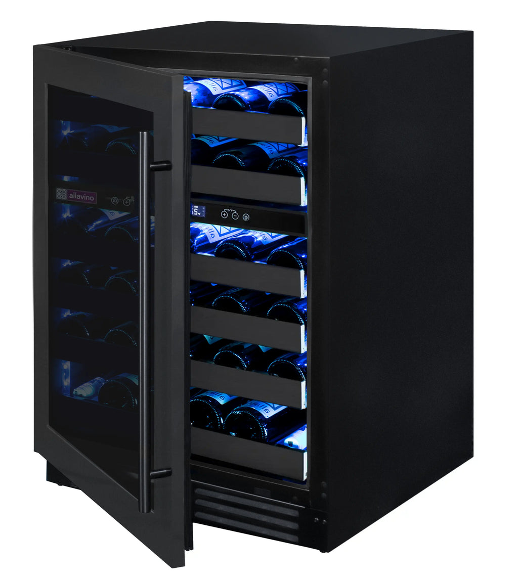 Allavino Reserva Series 50 Bottle Dual Zone Built-in Wine Cooler Refrigerator with Black Stainless Steel Door - Left Hinge