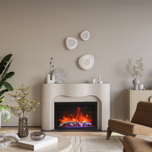 CLASSIC Lumina 38" Indoor Outdoor Smart Electric Fireplace, WiFi Enabled, Programable Remote Control, Multi Flame Speeds, Comes with Real Glass and Oak Log Set