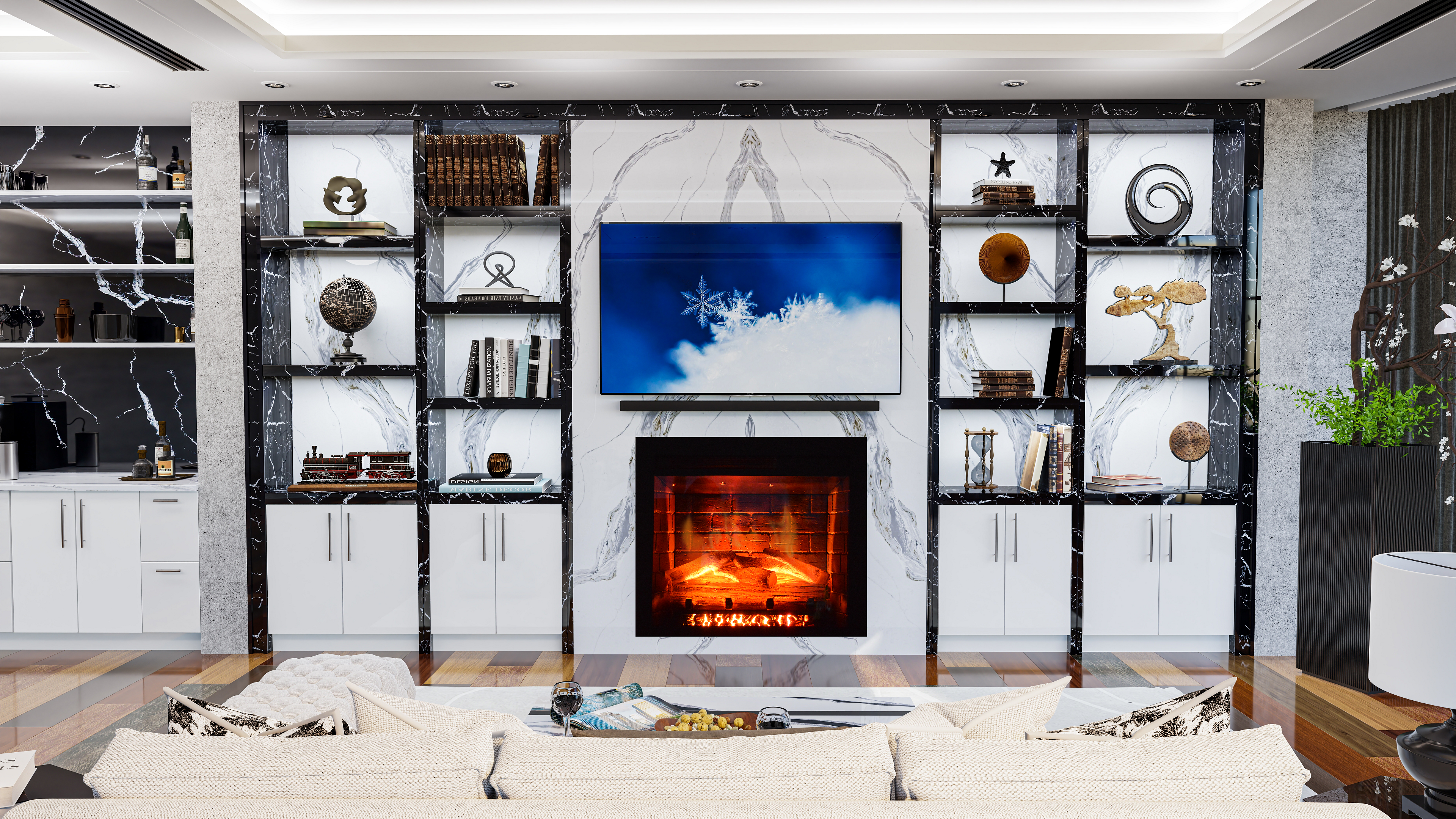Classic Edition 33" WiFi Enabled Insert Electric Fireplace, Featuring Customizable Flame Speeds, Brightness, and Colors. Complete with Log and Grey Brick, plus a Fixed Trim included