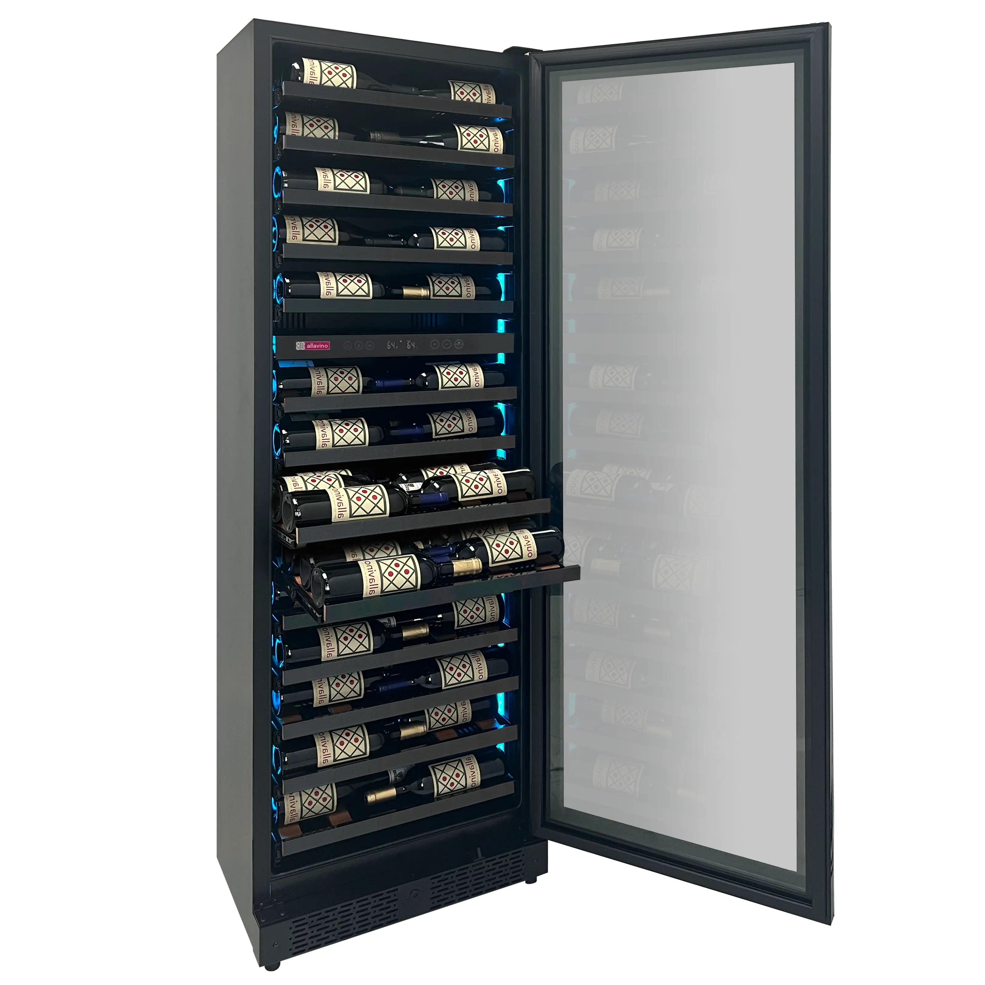 Allavino Reserva Series 67 Bottle 71" Tall Dual Zone Right Hinge Black Shallow Wine Cooler Refrigerator