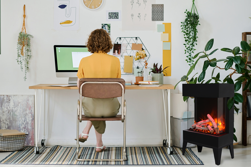 "THE CUBE" - Lumina Smart Electric Fireplace, WiFi Enabled, Programable Remote Control, Multi Flame Speeds, Comes with Glass, Oak Logs and Glowing Log Media