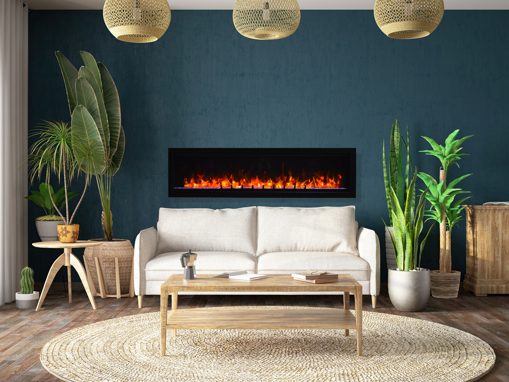 Evolution 42" WiFi Enabled Wall Mounted Electric Fireplace, Featuring Customizable Flame Speeds, Brightness, and Colors. Comes with Clear Glass Media and Full Functions Remote