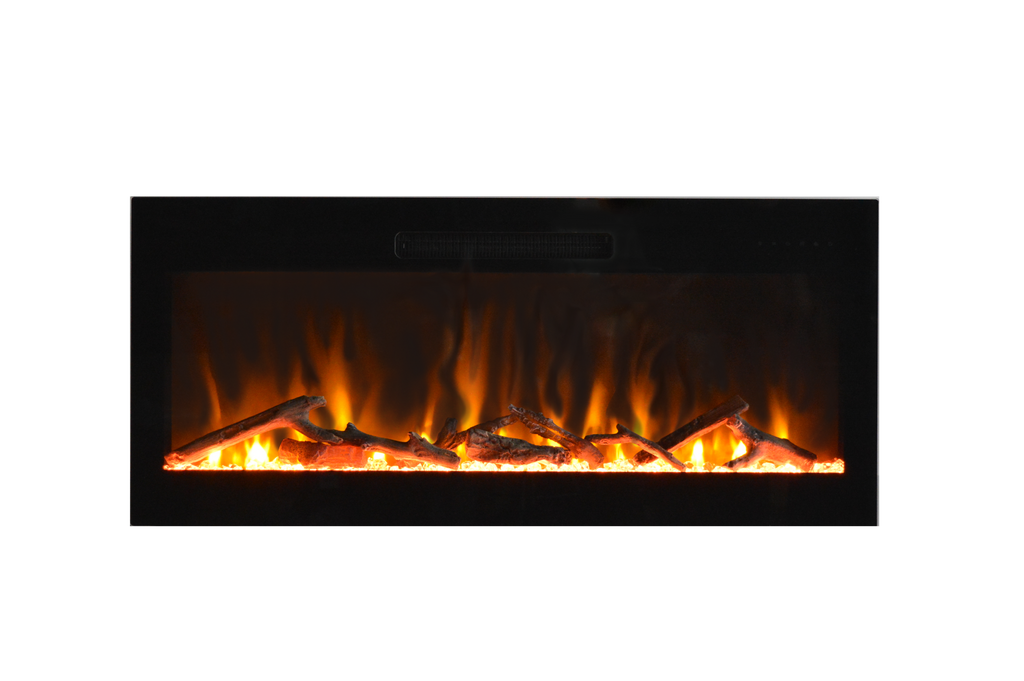 Evolution 42" WiFi Enabled Wall Mounted Electric Fireplace, Featuring Customizable Flame Speeds, Brightness, and Colors. Comes with Clear Glass Media and Full Functions Remote