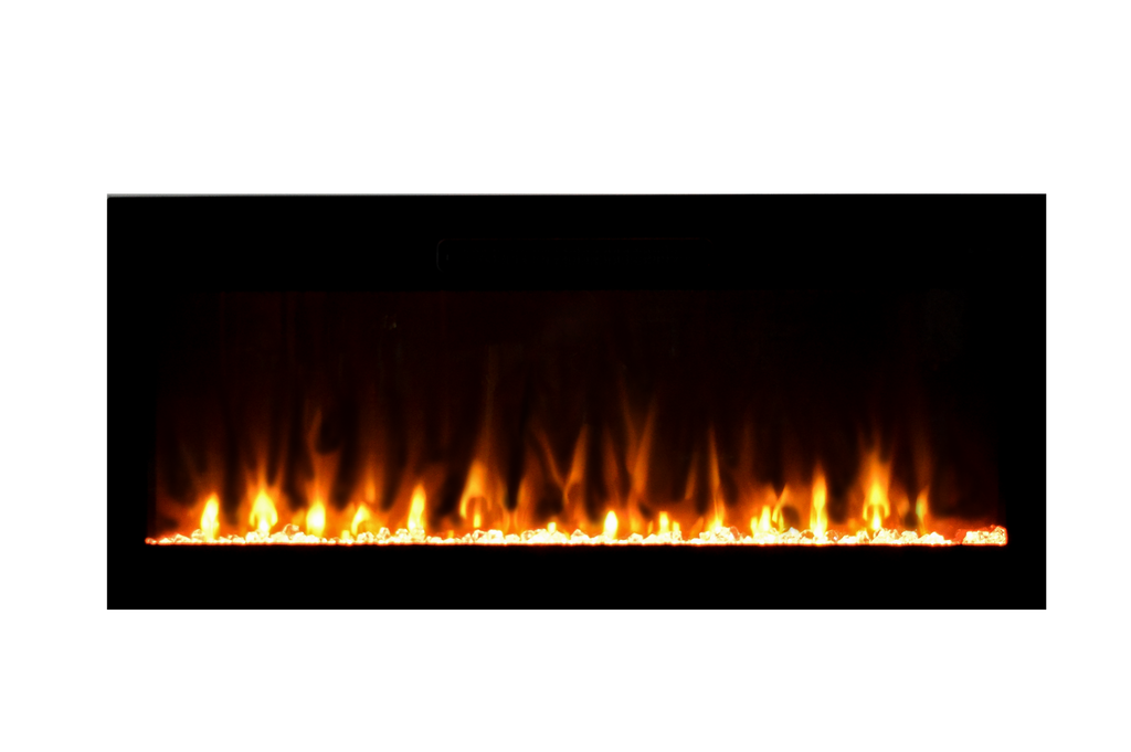 Evolution 42" WiFi Enabled Wall Mounted Electric Fireplace, Featuring Customizable Flame Speeds, Brightness, and Colors. Comes with Clear Glass Media and Full Functions Remote