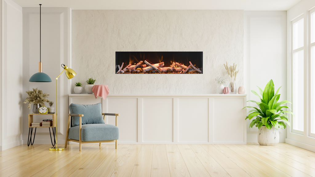 65" Deep Indoor or Outdoor Built-in Electric Fireplaces with Black Steel Surround