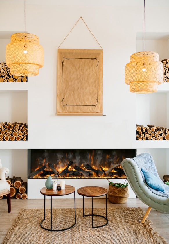 Amantii Signature 75" Indoor/Outdoor 3 Sided Built In Electric Fireplace, WiFi and Bluetooth Connectivity, Programmable Remote, Multi Speed Flame Motor, recommend to order 3 Optimyst ® Cassette 20 with this unit. Optional media kits sold separately