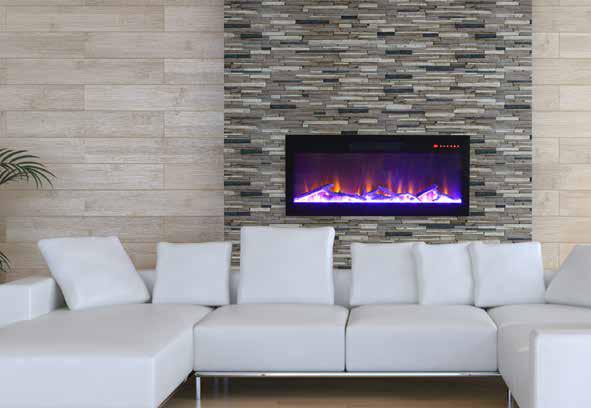 Horizon 36 WiFi Enabled Wall Mounted Electric Fireplace, Featuring Customizable Flame Speeds, Brightness, and Colors. Comes with Clear Glass Media and Full Functions Remote