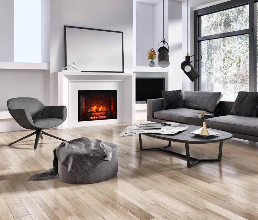 Heritage Classic 33" WiFi Enabled Insert Electric Fireplace, Featuring Customizable Flame Speeds, Brightness, and Colors. Complete with Log and Grey Brick, plus a Fixed Trim included
