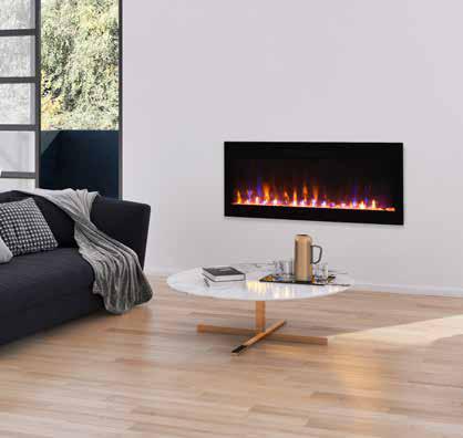Horizon 36 WiFi Enabled Wall Mounted Electric Fireplace, Featuring Customizable Flame Speeds, Brightness, and Colors. Comes with Clear Glass Media and Full Functions Remote