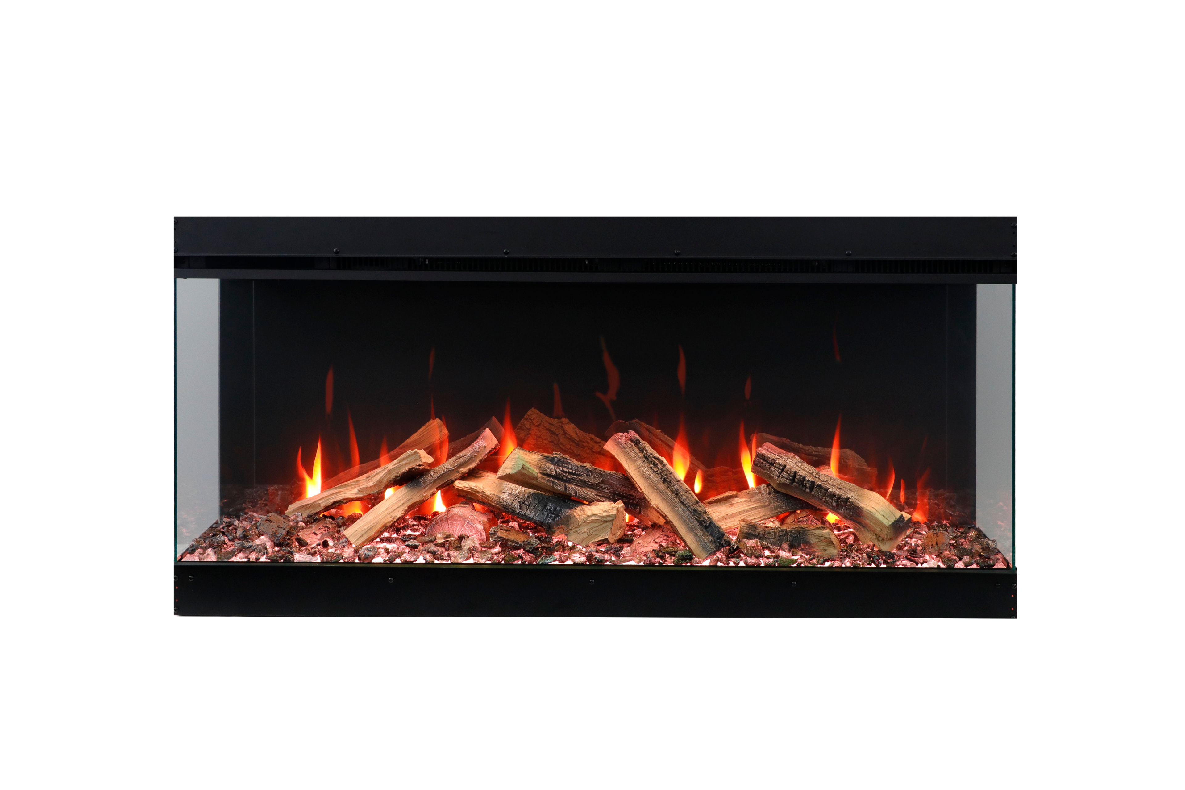 Fire & Ice LumaForest 63" Indoor only 3 Sided Built-In Smart Built-In Electric Fireplace, WiFi Enabled, Programmable Remote Control, Multi-Color Flames, Adjustable Flame Speeds, Comes with Split Log Set and Tray Media