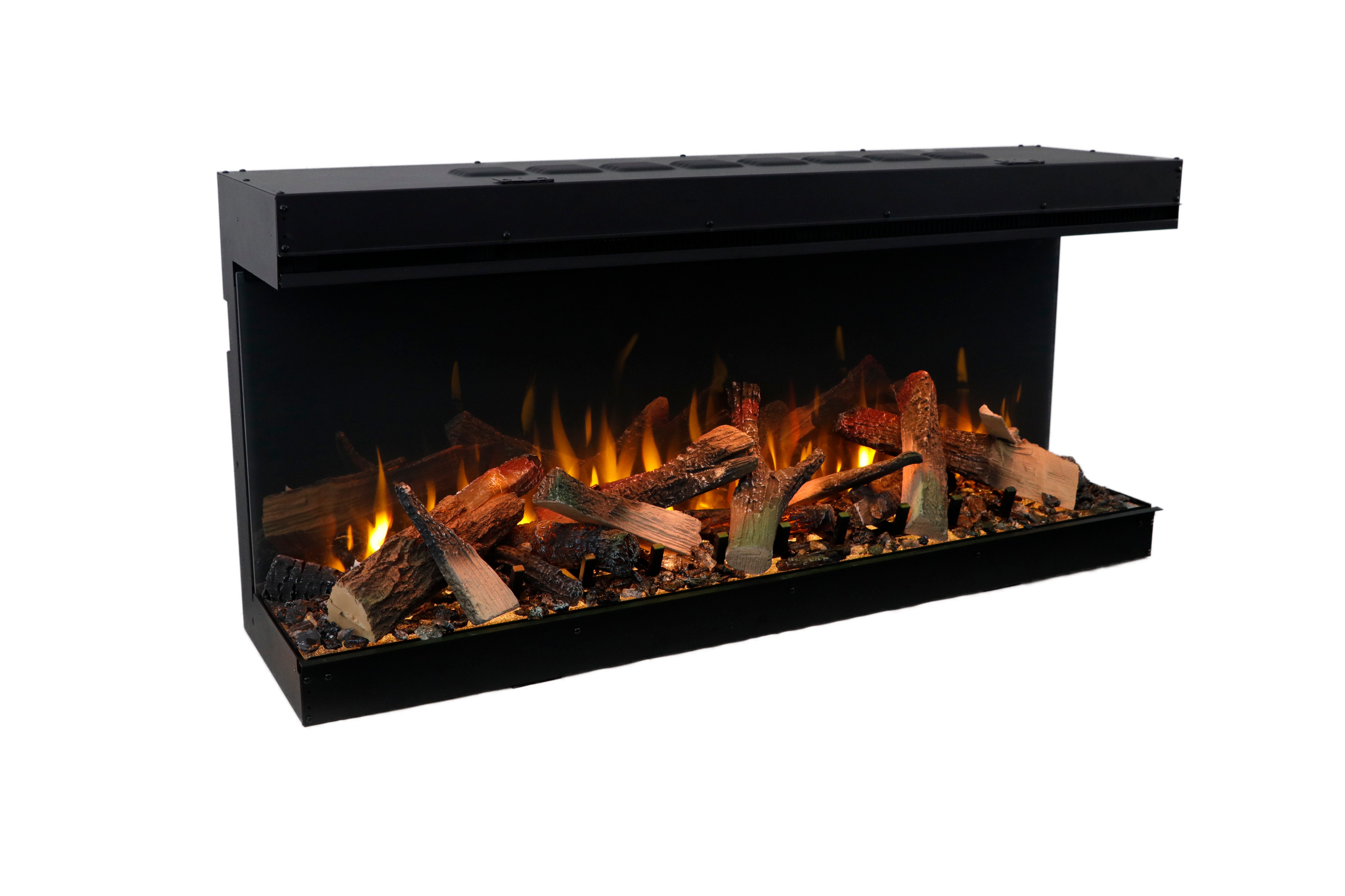 Fire & Ice LumaForest 63" Indoor only 3 Sided Built-In Smart Built-In Electric Fireplace, WiFi Enabled, Programmable Remote Control, Multi-Color Flames, Adjustable Flame Speeds, Comes with Split Log Set and Tray Media