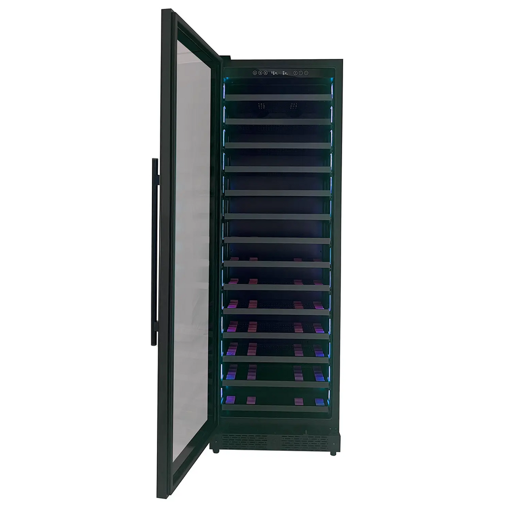 Allavino Reserva Series 67 Bottle 71" Tall Single Zone Left Hinge Black Shallow Wine Cooler Refrigerator Console