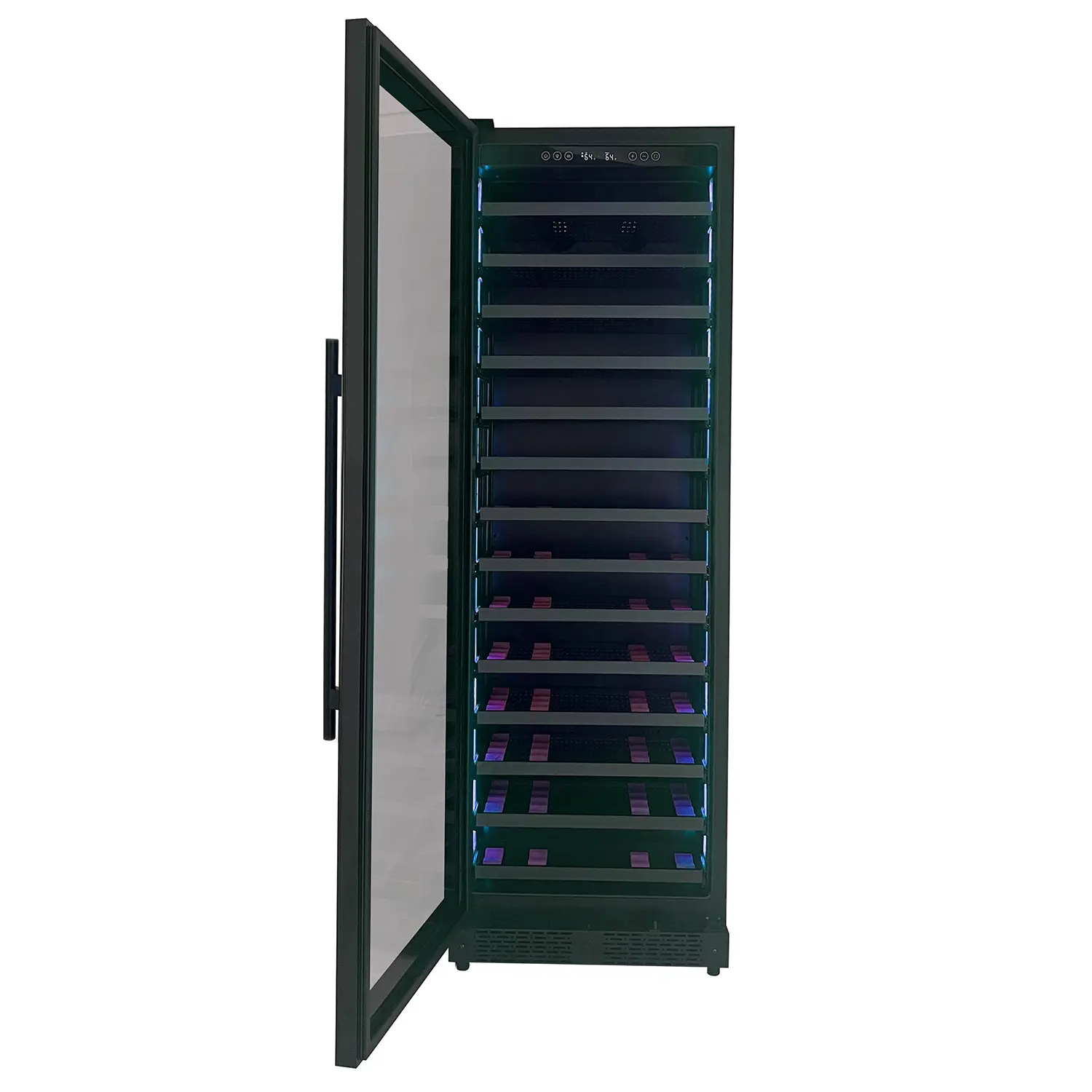 Allavino Reserva Series 67 Bottle 71" Tall Single Zone Left Hinge Black Shallow Wine Cooler Refrigerator Console