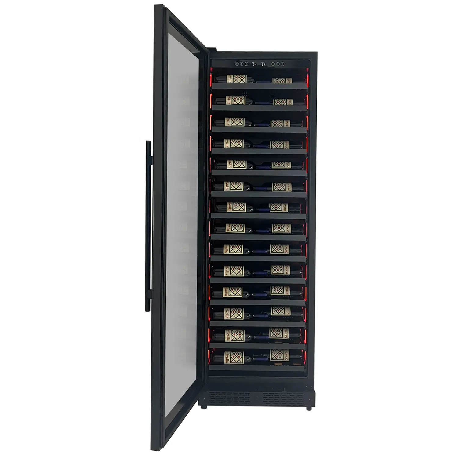 Allavino Reserva Series 67 Bottle 71" Tall Single Zone Left Hinge Black Shallow Wine Cooler Refrigerator Console