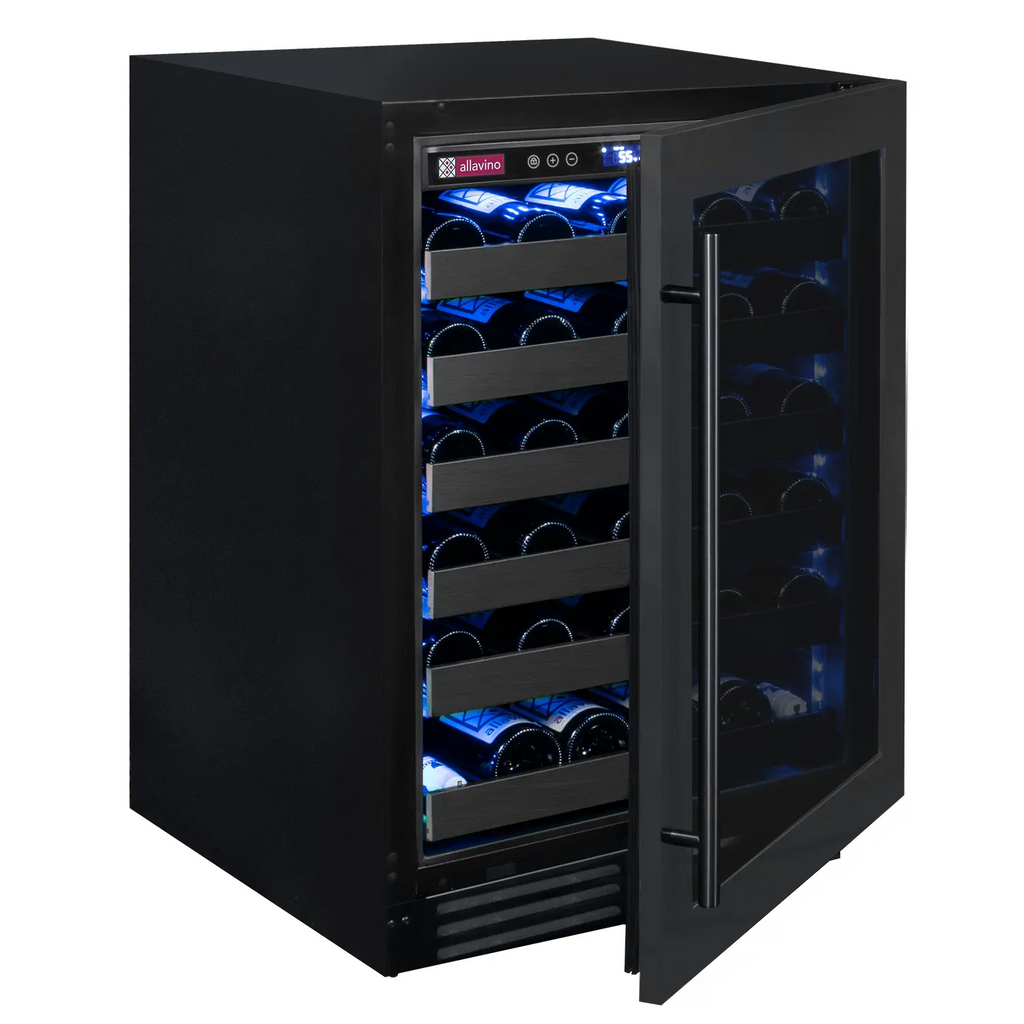 Allavino Reserva Series 50 Bottle Single Zone Built-in Luxury Wine Refrigerator with Black Stainless Steel Door - Right Hinge
