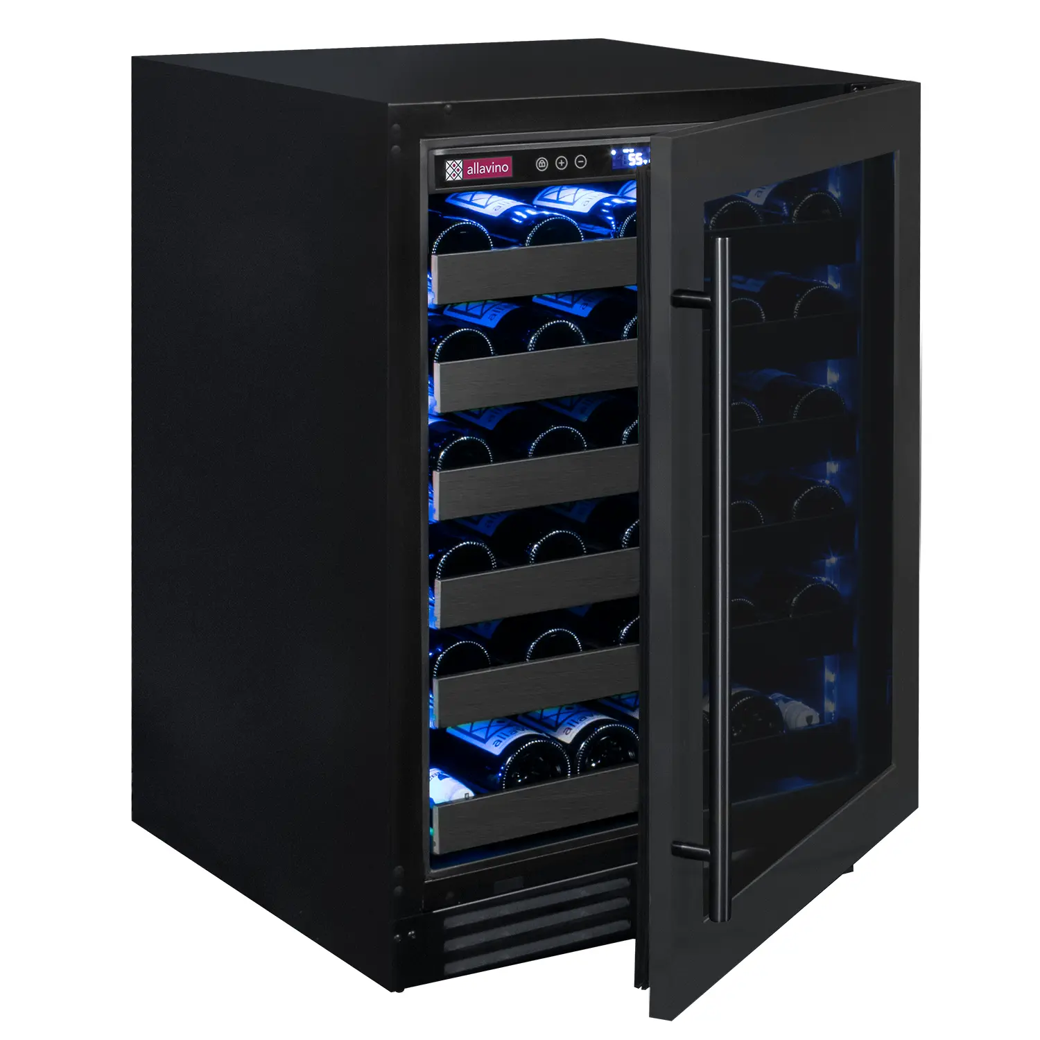 Allavino Reserva Series 50 Bottle Single Zone Built-in Luxury Wine Refrigerator with Black Stainless Steel Door - Right Hinge