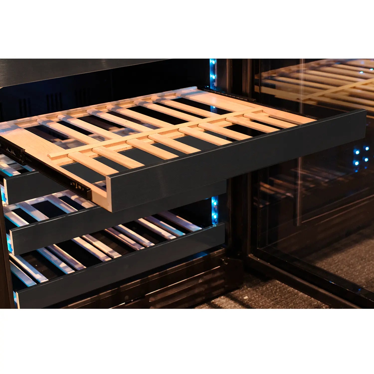 Allavino Reserva Series 100 Bottle Undercounter Four Zone Side-by-Side Wine Coolers with Black Stainless Steel Doors