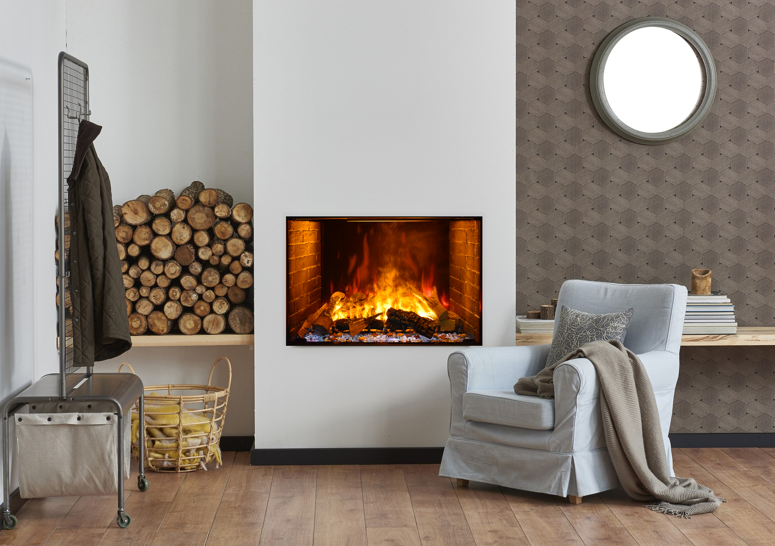 Amantii Signature 38" Built In Electric Fireplace with patented Optimyst technology by Dimplex, WiFi and Bluetooth Connectivity, Programmable Remote, Multi Speed Flame Motor, and a Selection of Media Options