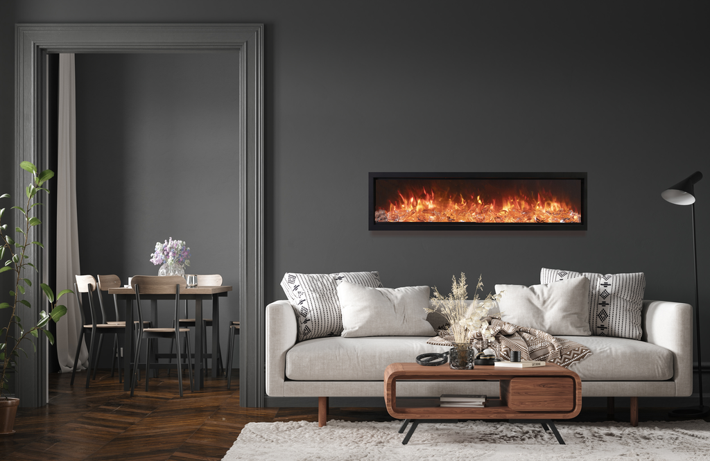 Symmetry Bespoke - 50" Indoor / Outdoor Electric Built In Fireplace featuring, WiFi Compatibilty & Bluetooth Connectivity, MultiFunction Remote, and a Selection of Media Options