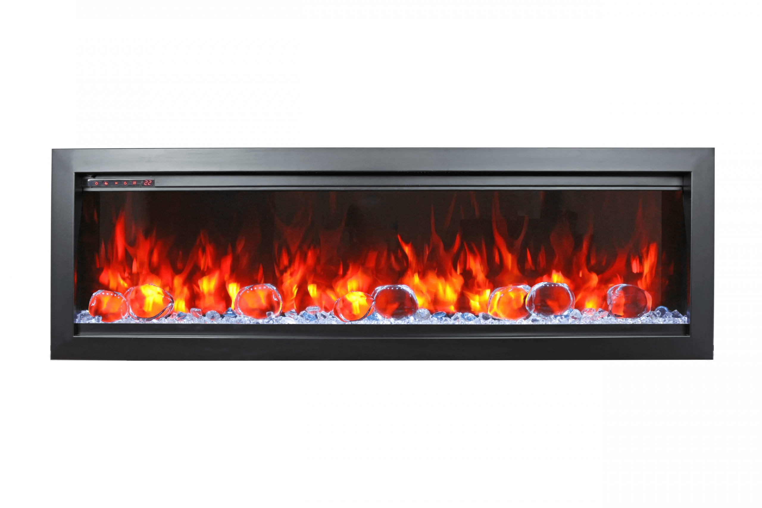 Symmetry Bespoke - 60" Indoor / Outdoor Electric Built In Fireplace featuring, WiFi Compatibilty & Bluetooth Connectivity, MultiFunction Remote, and a Selection of Media Options