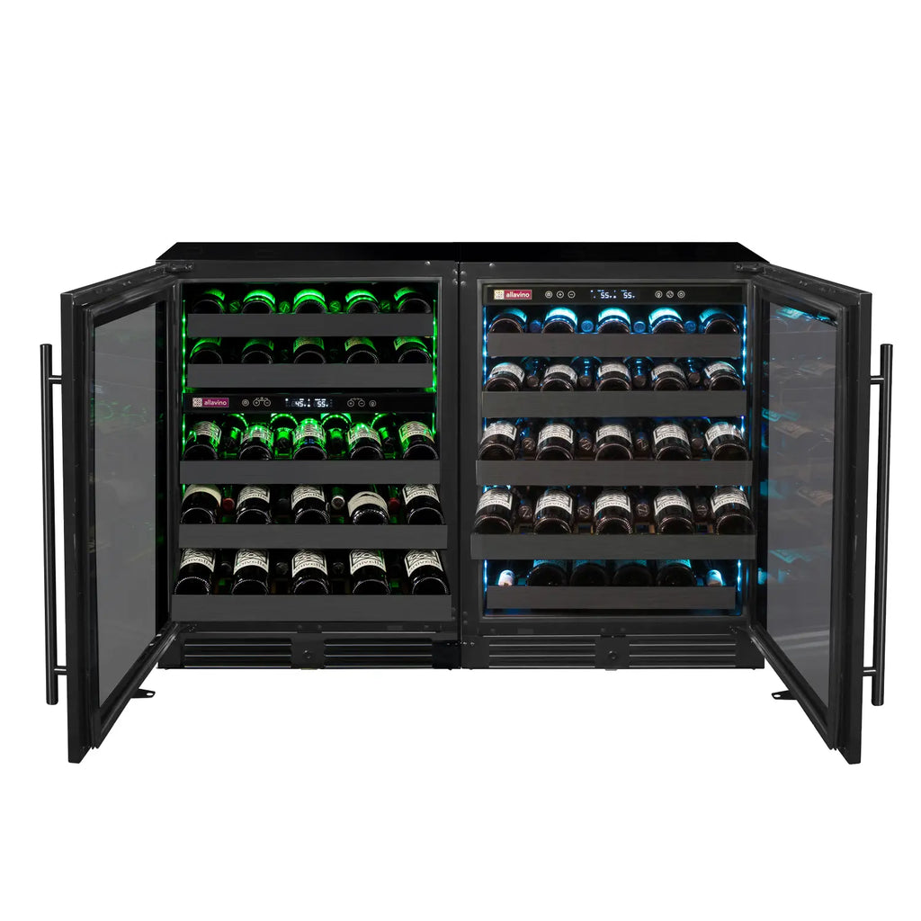 Allavino Reserva Series 100 Bottle  Undercounter - Three Zone Black Side-by-Side Wine Refrigerators with Black Stainless Steel Doors