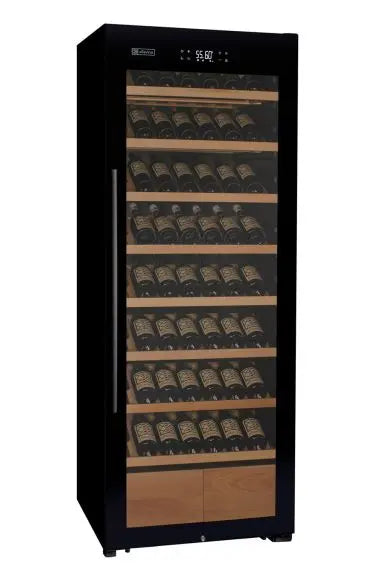 Allavino 248 Bottle Single Zone Freestanding Wine Refrigerator with Display Shelving and Black Glass Door - Right Hinge