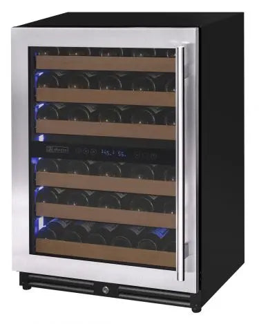 Allavino Reserva Series 51 Bottle Dual Zone Undercounter Wine Refrigerator Cooler with Stainless Steel Door - Left Hinge