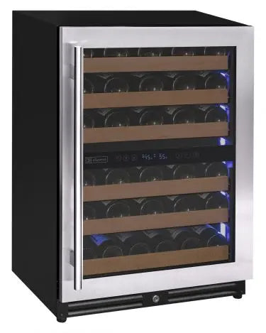 Allavino Reserva Series 51 Bottle Dual Zone Undercounter Wine Refrigerator Cooler with Stainless Steel Door - Right Hinge