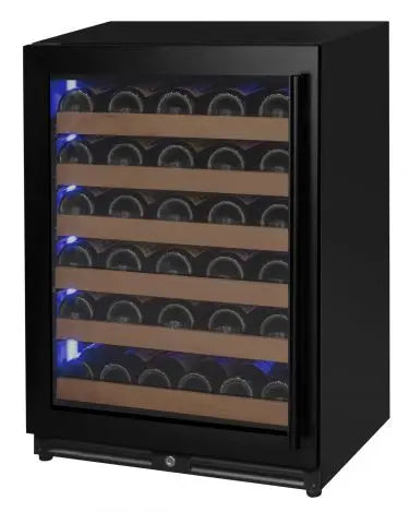 Allavino Reserva Series - 56 Bottle Single Zone Built-in Luxury Wine Refrigerator with Black Door - Left Hinge