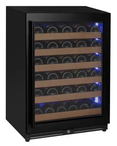 Allavino Reserva Series - 56 Bottle Single Zone Built-in Luxury Wine Refrigerator with Black Door - Right Hinge
