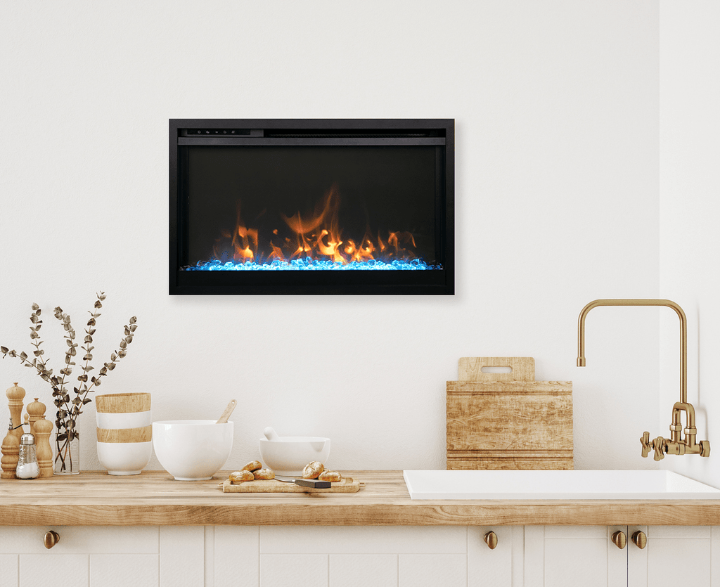 Traditional Xtraslim Smart Electric 30" WiFi Enabled Fireplace, Featuring a Multi Function Remote Control, Multi Flame Speeds and Clear Glass Media
