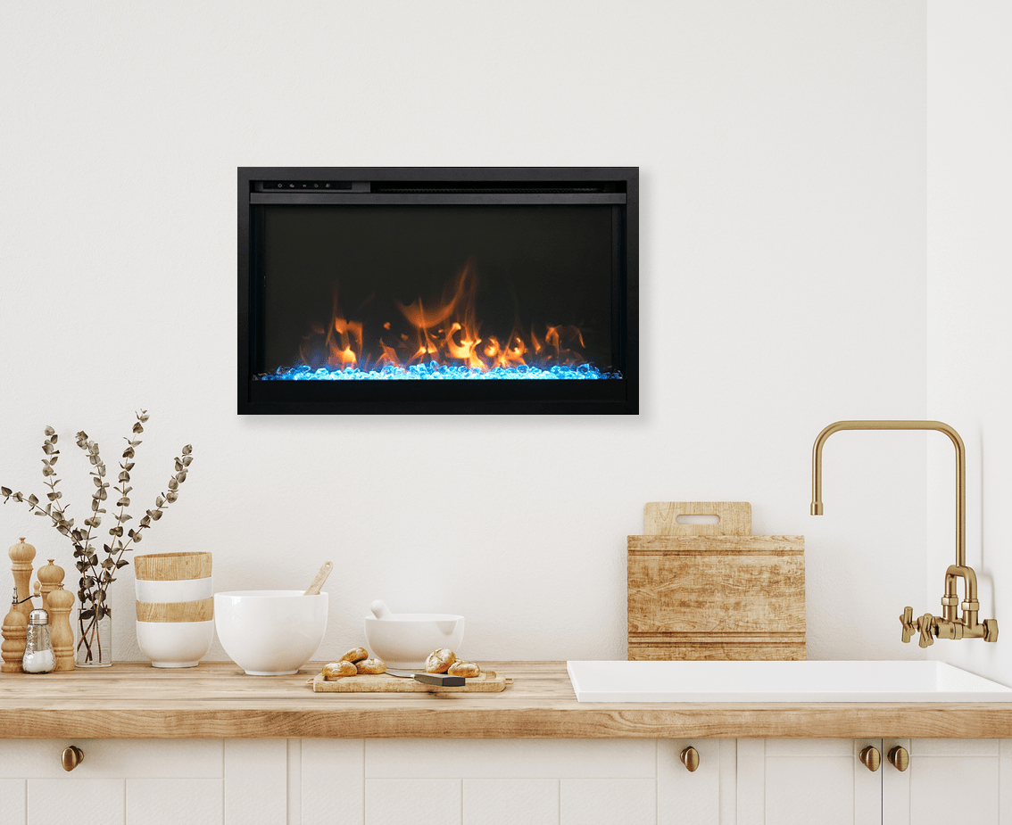Traditional Xtraslim Smart Electric 26" WiFi Enabled Fireplace, Featuring a Multi Function Remote Control, Multi Flame Speeds and Clear Glass Media