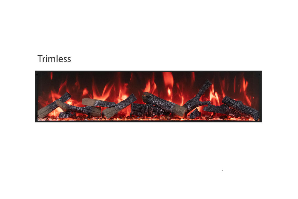 55" Extra Tall Indoor or Outdoor Built-in Electric Fireplace with Black Steel Surround