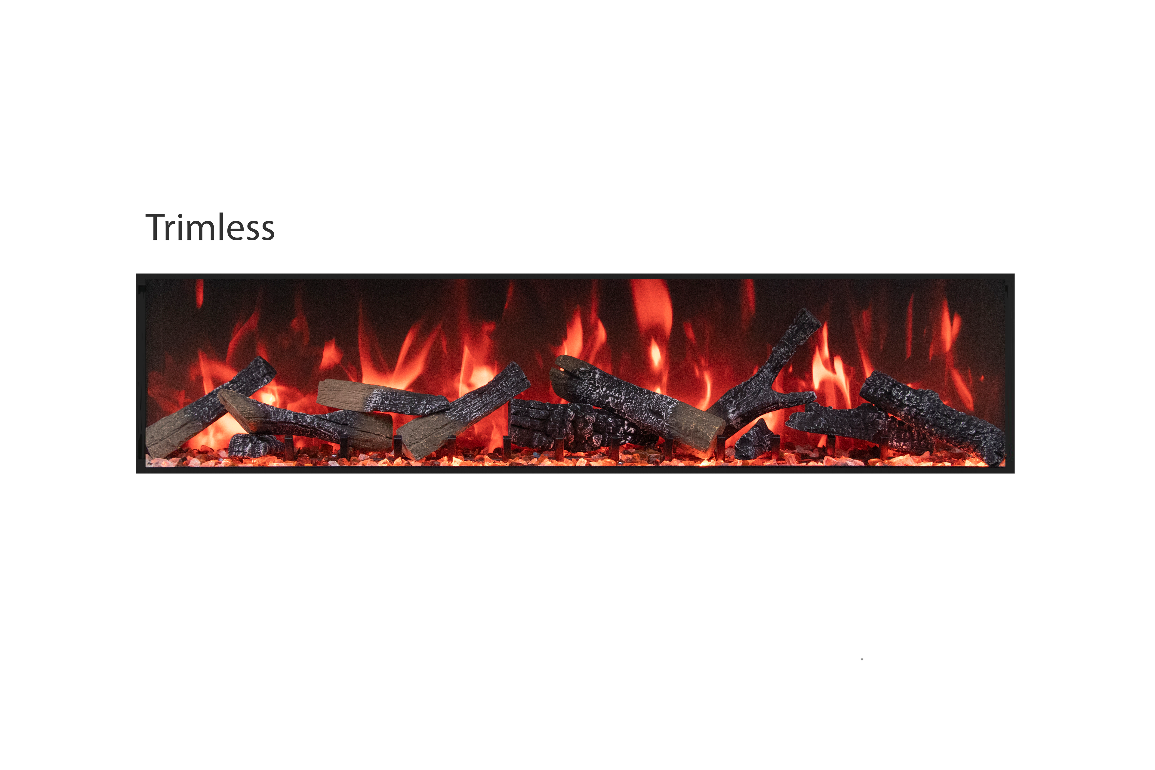 65" Extra Tall Indoor or Outdoor Built-in Electric Fireplace with Black Steel Surround